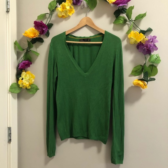 Zara Green V-Neck Sweater
